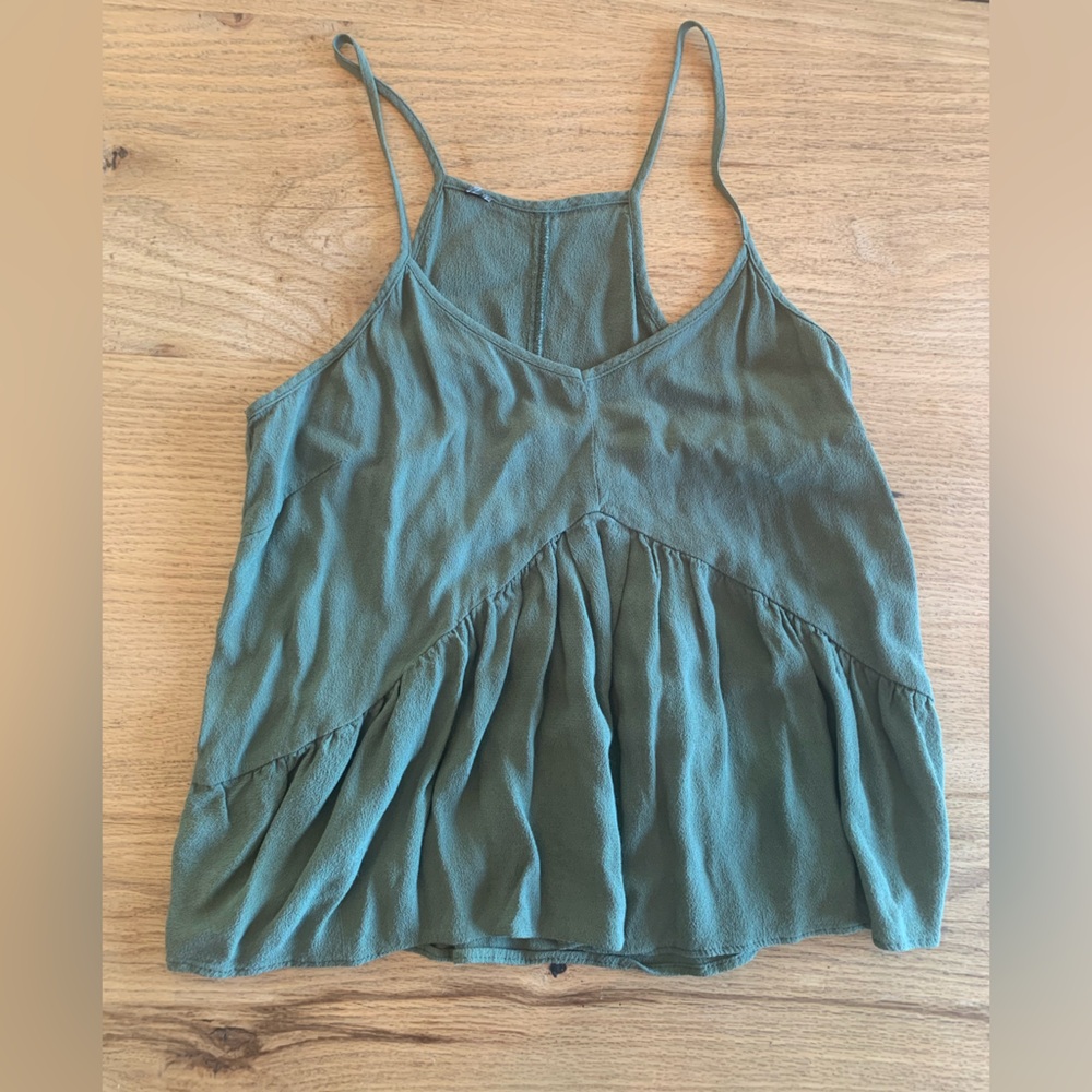 Glassons Babydoll Spaghetti Strap‎ Green Top Women’s Small Preloved